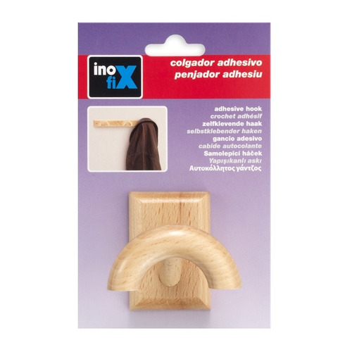 COLGADOR ADHESIVO MADERA HAYA INOFIX