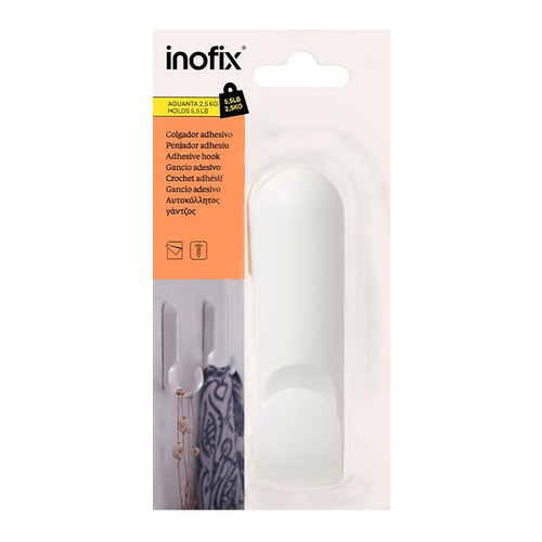 COLGADOR ADHESIVO “J” BLANCO INOFIX