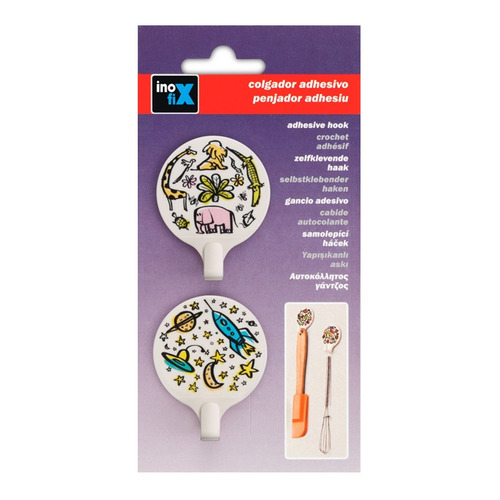 COLGADOR ADHESIVO DECOR UNIVERSO REDONDO INOFIX