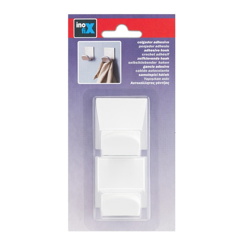 COLGADOR ADHESIVO BLANCO CUADRADO PACK 2 INOFIX