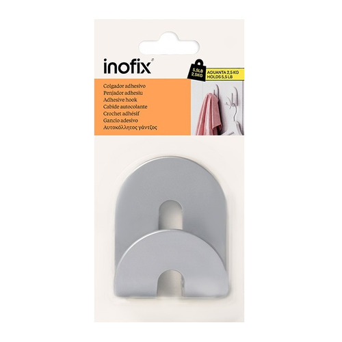 COLGADOR ADHESIVO CROMO MATE INOFIX