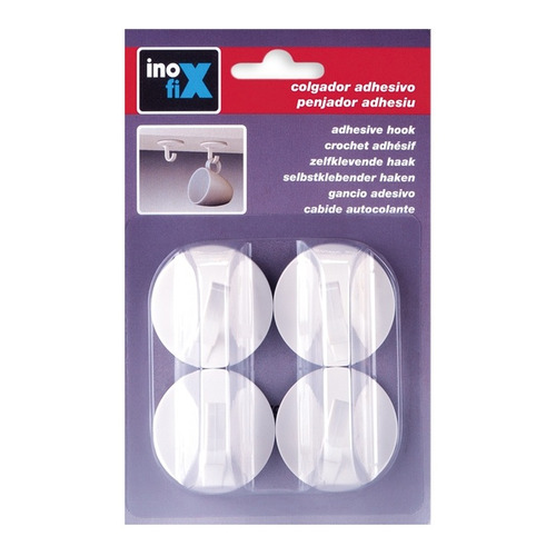 COLGADOR ADHESIVO TAZAS PACK 4 BLANCO INOFIX