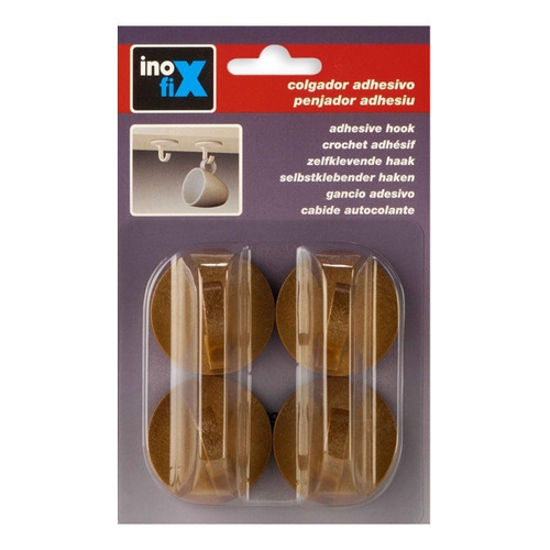 COLGADOR ADHESIVO TAZAS PACK 4 MADERA INOFIX