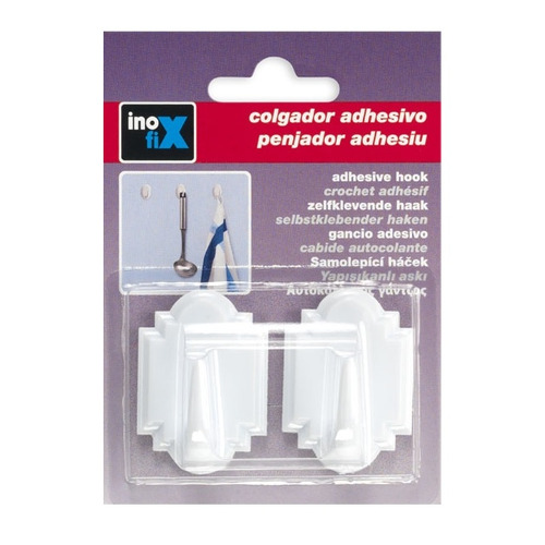 COLGADOR ADHESIVO BLANCO PACK 2 INOFIX