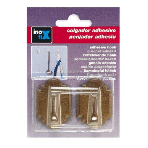 COLGADOR ADHESIVO MADERA PACK 2 INOFIX