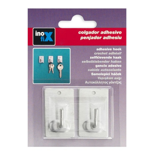 COLGADOR ADHESIVO ACERO PACK 2 INOFIX