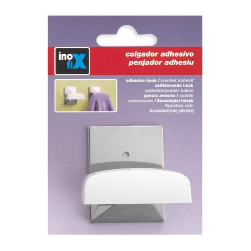 COLGADOR ADHESIVO CROMO BLANCO INOFIX