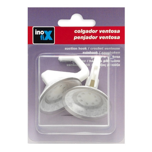COLGADOR VENTOSA BLANCO PACK 2 INOFIX