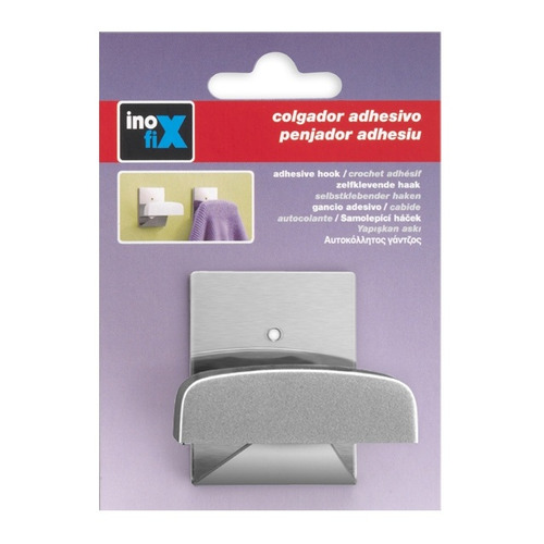 COLGADOR ADHESIVO CROMO MATE CUADRADO PACK 4 INOFIX