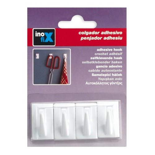 COLGADOR ADHESIVO BLANCO PACK 4 INOFIX