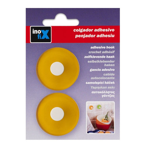 COLGADOR ADHESIVO NARANJA REDONDO PACK 2 INOFIX