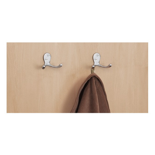 COLGADOR ATORNILLAR LATON NIQUEL SATINADO 2 GANCHOS INOFIX