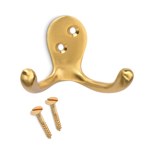 COLGADOR ATORNILLAR LATON SATINADO 2 GANCHOS INOFIX