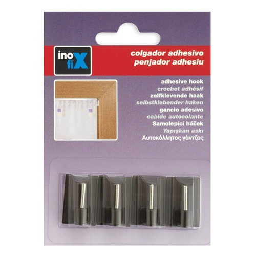 COLGADOR ADHESIVO VISILLOS MARRON PACK 4 INOFIX