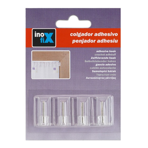 COLGADOR ADHESIVO VISILLOS TRANSPARENTE PACK 4 INOFIX