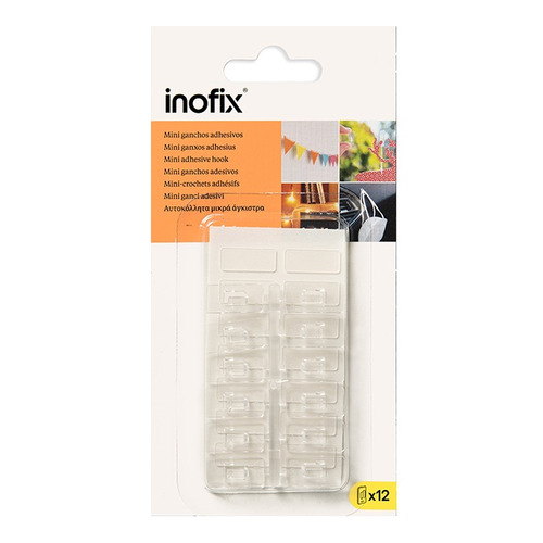 COLGADOR ADHESIVO MULTIUSOS MINI GANCHOS PACK 12 INOFIX