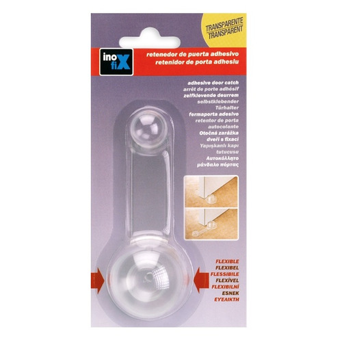 TOPE PUERTA ADHESIVO TRANSPARENTE CON RETENEDOR INOFIX