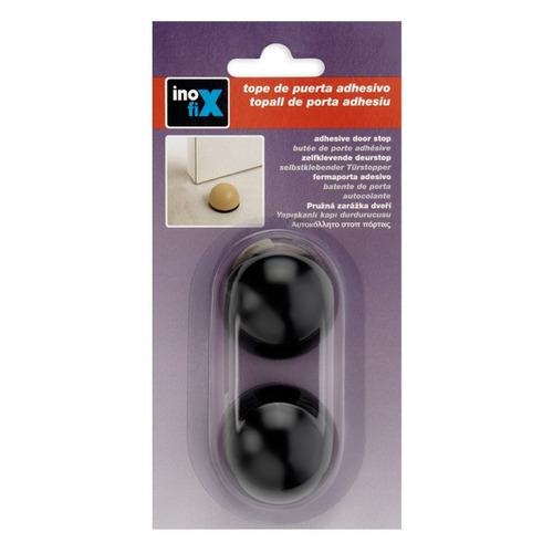 TOPE PUERTA ADHESIVO NEGRO PACK 2 INOFIX