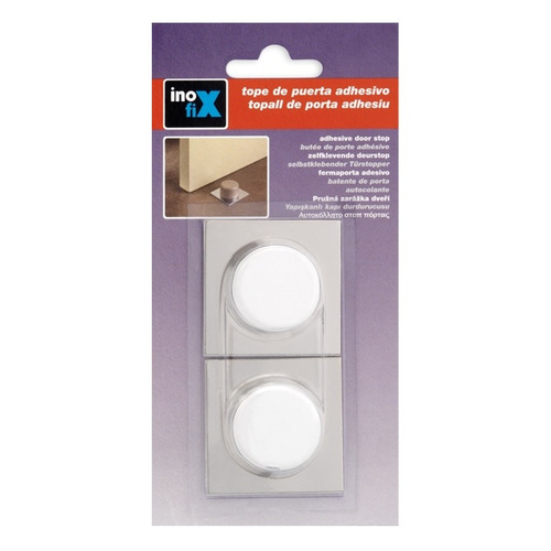 TOPE PUERTA ADHESIVO CROMO BLANCO PACK 2 INOFIX