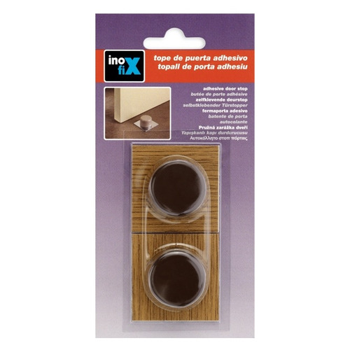 TOPE PUERTA ADHESIVO MARRON MADERA PACK 2 INOFIX