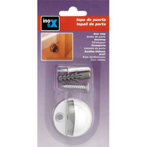 TOPE PUERTA ATORNILLAR METALICO BLANCO INOFIX