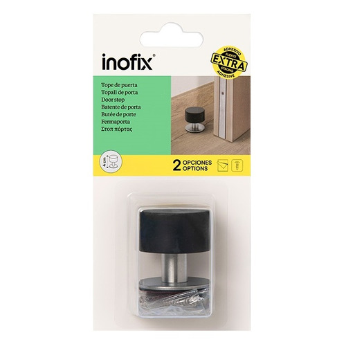 TOPE PUERTA ATORNILLAR O ADHESIVO METALICO NEGRO INOFIX