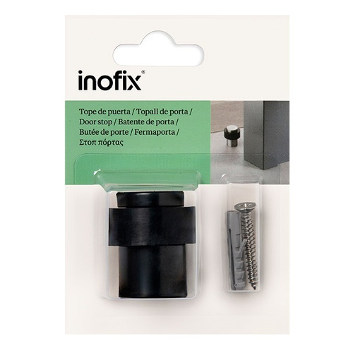 TOPE PUERTA ATORNILLAR ACERO NEGRO CON AMORTIGUADOR INOFIX