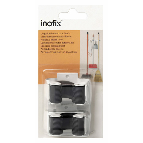 COLGADOR ADHESIVO PARA ESCOBAS BLANCO PACK 2 INOFIX