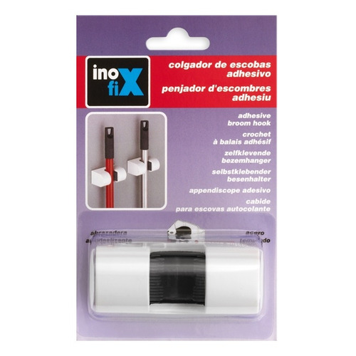 COLGADOR PARA ESCOBAS ADHESIVO BLANCO INOFIX