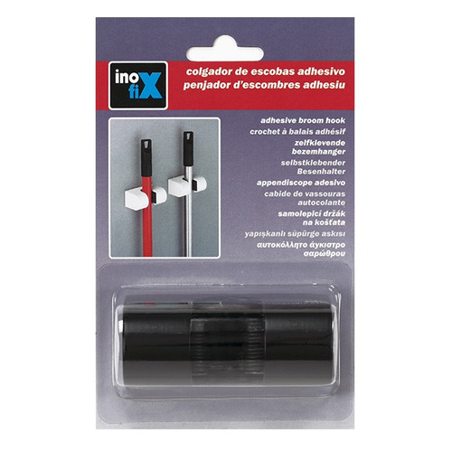 COLGADOR ADHESIVO PARA ESCOBAS NEGRO PACK 2 INOFIX