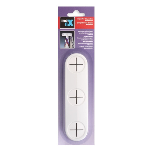 COLGADOR ADHESIVO PARA PAÑOS TRIPLE BLANCO INOFIX
