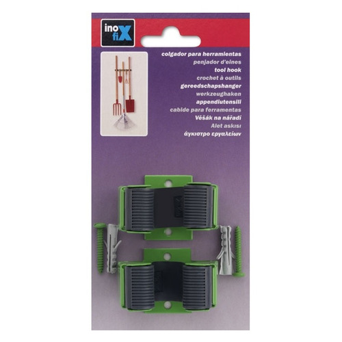 COLGADOR ATORNILLAR PARA ESCOBAS VERDE PACK 2 INOFIX