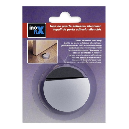 TOPE PUERTA ADHESIVO CROMO MATE CON ESPUMA AMORTIGUADORA INOFIX