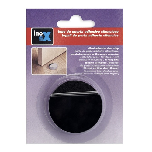 TOPE PUERTA ADHESIVO NEGRO CON ESPUMA AMORTIGUADORA INOFIX