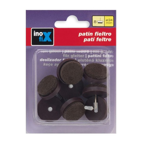 PATIN DESLIZANTE FIELTRO MARRON Ø 25 mm PACK 8 INOFIX