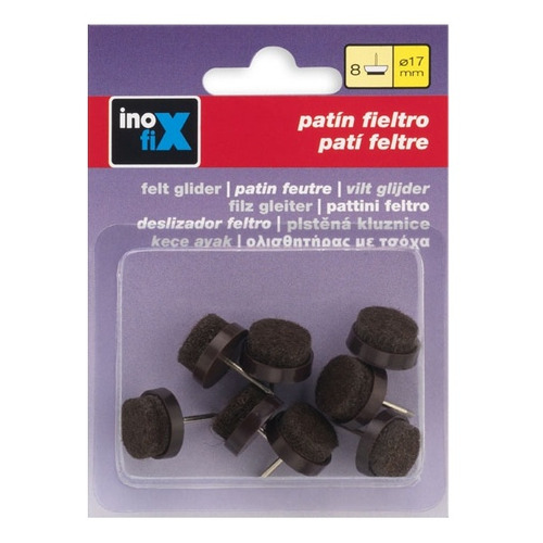 PATIN DESLIZANTE FIELTRO MARRON Ø 17 mm PACK 8 INOFIX