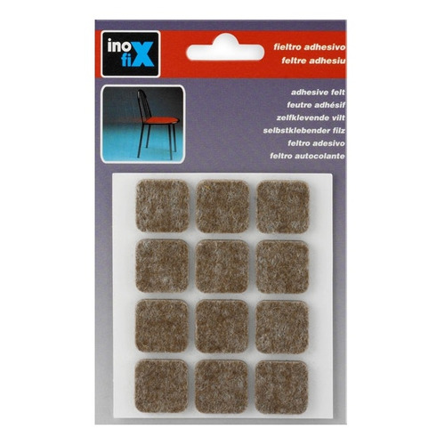 DESLIZADOR ADHESIVO FIELTRO MARRON 22x22MM PACK 12 INOFIX