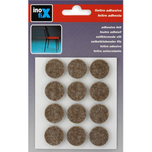 DESLIZADOR ADHESIVO FIELTRO MARRON Ø22MM PACK 12 INOFIX