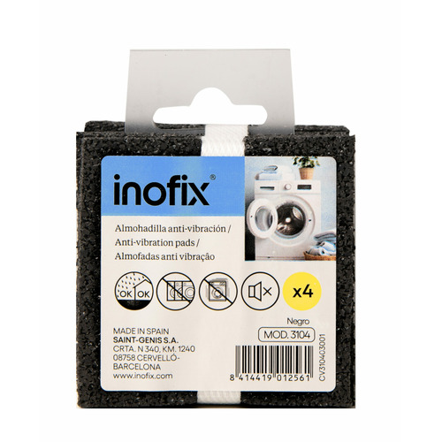 ALMOHADILLA ANTI-VIBRACION NEGRA 75x75MM PACK 4 INOFIX