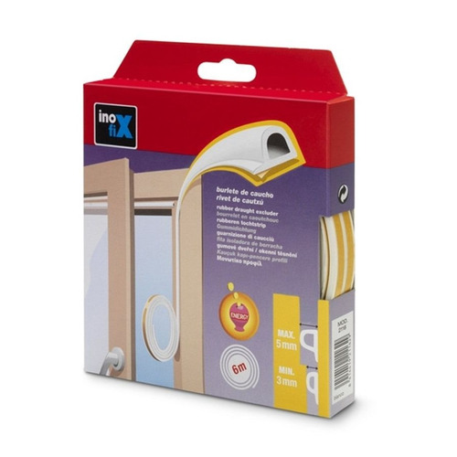 BURLETE DE CAUCHO PARA PUERTAS Y VENTANAS P6 BLANCO INOFIX