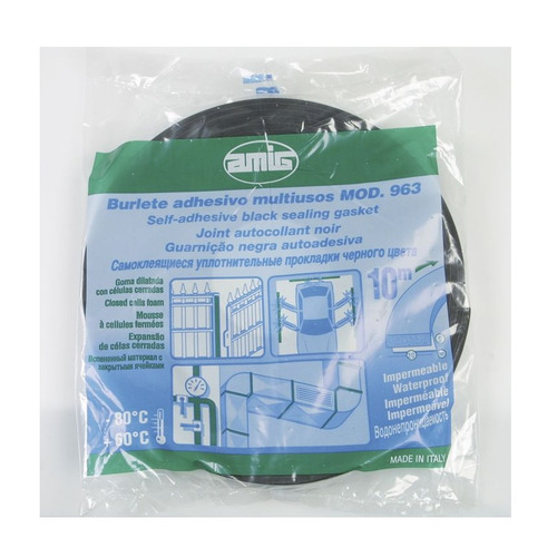 BURLETE ADHESIVO DE GOMA DE CAUCHO NEGRO 963 AMIG