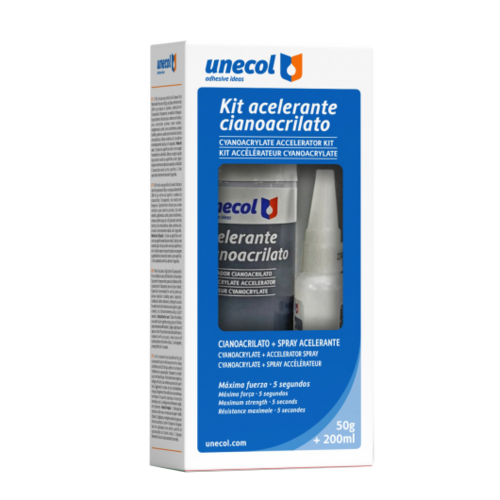 KIT ACELERANTE CIANOCRILATO 50G+200ML UNECOL