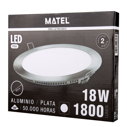 DOWNLIGHT LED  REDONDO PLATA 18W FRÍA EMPOT 20808
