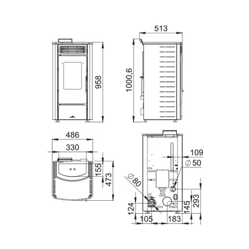 RITA ESTUFA DE PELLETS 9KW MARFIL (CANALIZABLE)