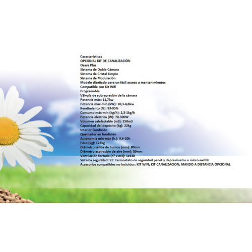 NOA ESTUFA DE PELLETS 11 KW NEGRO (CANALIZABLE)