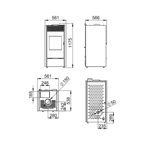 HYBRID ESTUFA COMBINADA LEÑA 10KW/PELLETS 11,2KW NEGRO BRONPI