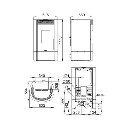 MILA ESTUFA DE PELLETS 11 KW MARFIL (CANALIZABLE)