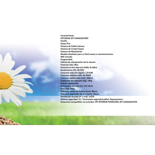 TREBOL ESTUFA DE PELLETS 9 KW NEGRO (CANALIZABLE)