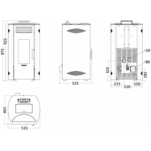 ENZA ESTUFA DE PELLETS 10 KW NEGRO