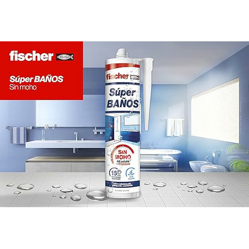 CAJA 12 UD SILICONA SUPERBAÑOS TRANSLÚCIDA 280ML FISCHER